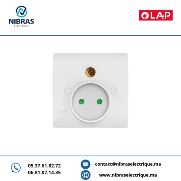 PRISE 2P PRISE TV BLANC