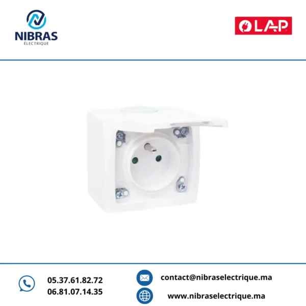 PRISE DE COURANT 2 P+T AQUA(Apparent) BLANC
