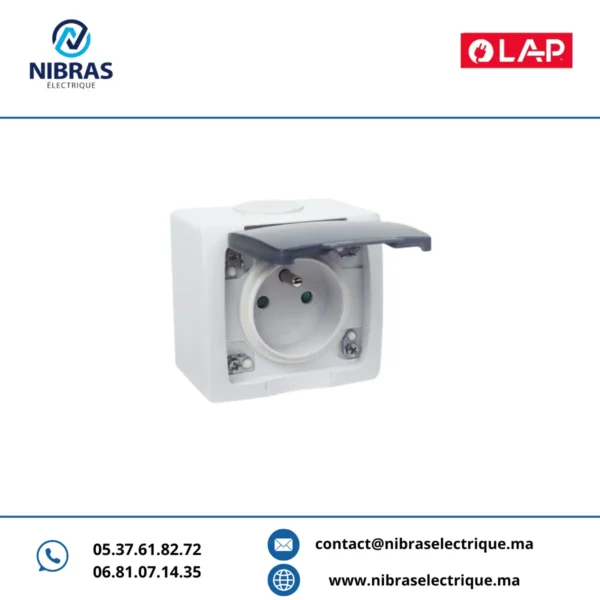 PRISE DE COURANT 2 P+T AQUA(Apparent) GRIS