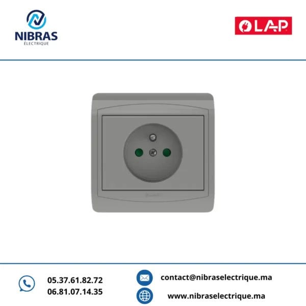 PRISE DE COURANT 2P + TERRE GALAXY GRIS CLAIR