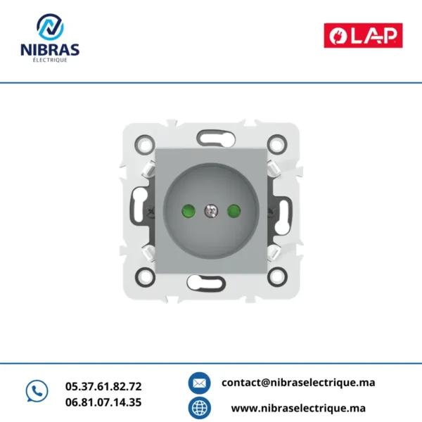 PRISE DE COURANT 2P Millenium GRIS CLAIR