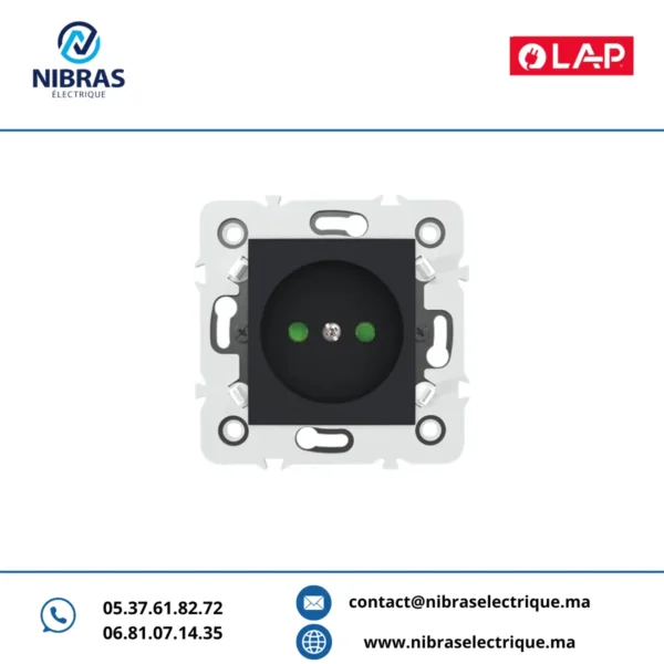 PRISE DE COURANT 2P Millenium GRIS NOIR