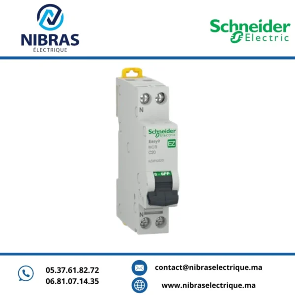 DISJONCTEUR EASY9 MCB 1PH+N 20A SCHNEIDER