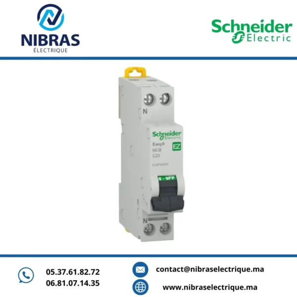 DISJONCTEUR EASY9 MCB 1PH+N 25A SCHNEIDER