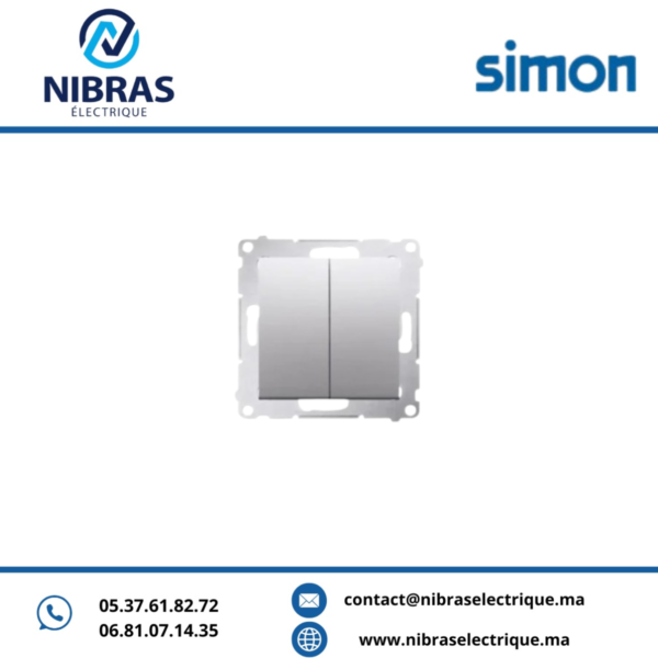 Double interrupteurs 16AX à vis aluminium 54398-33 Simon 54