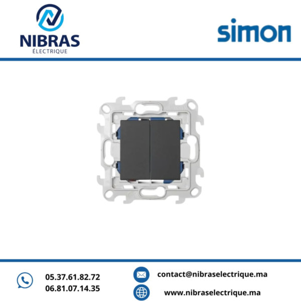 DOUBLE INTERRUPTEUR SIMON 24 GRAPHITE