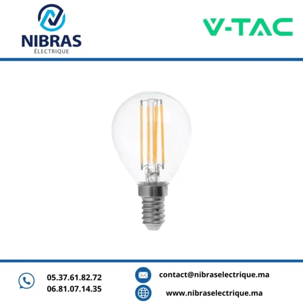 V-TAC LAMPE FILAMENT E14 6W P45 CLEAR GLASS 2700K
