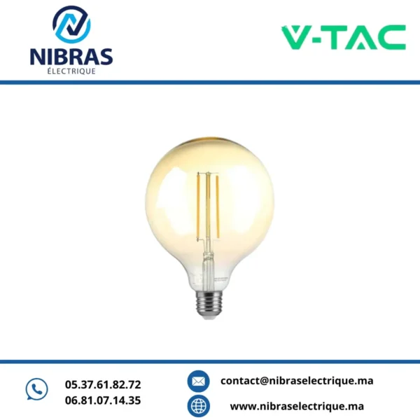 V-TAC LAMPE FILAMENT G125 8W E27 AMBER 2700K
