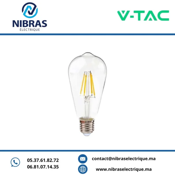 V-TAC LAMPE FILAMENT ST64 4W E27 CLEAR 2700K