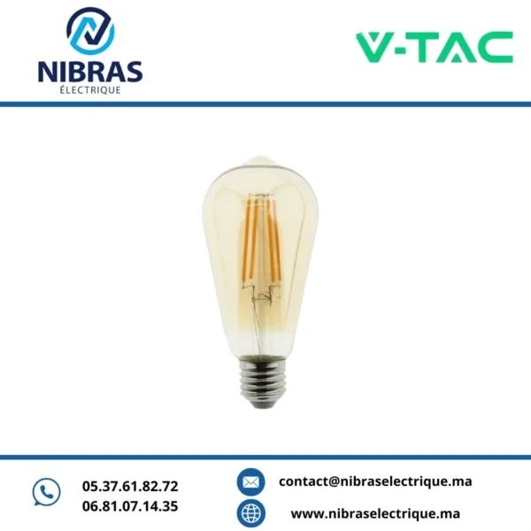 V-TAC LAMPE FILAMENT ST64 6W E27 AMBER 2700K