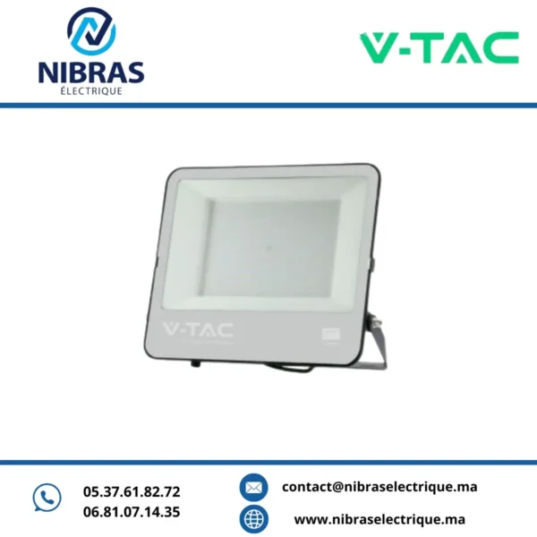 V-TAC PROJECTEUR 300W ULTRA SLIM 6500K NOIR VERRE GRIS (120LM/W)+SAMSUNG CHIP