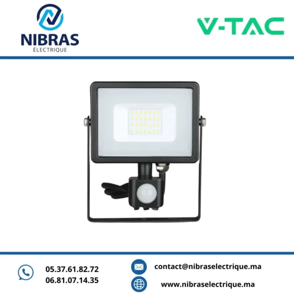 V-TAC PROJECTEUR 20W SENSOR SAMSUNG BK 6400K