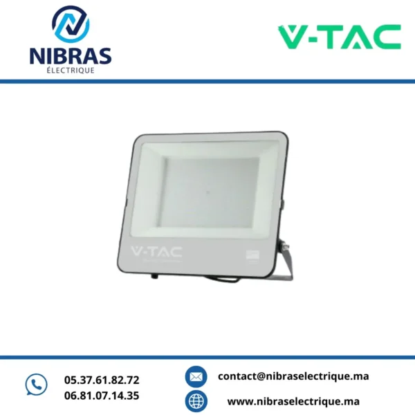 "V-TAC PROJECTEUR 300W ULTRA SLIM 4000K NOIR VERRE GRIS (120LM/W)+SAMSUNG CHIP "