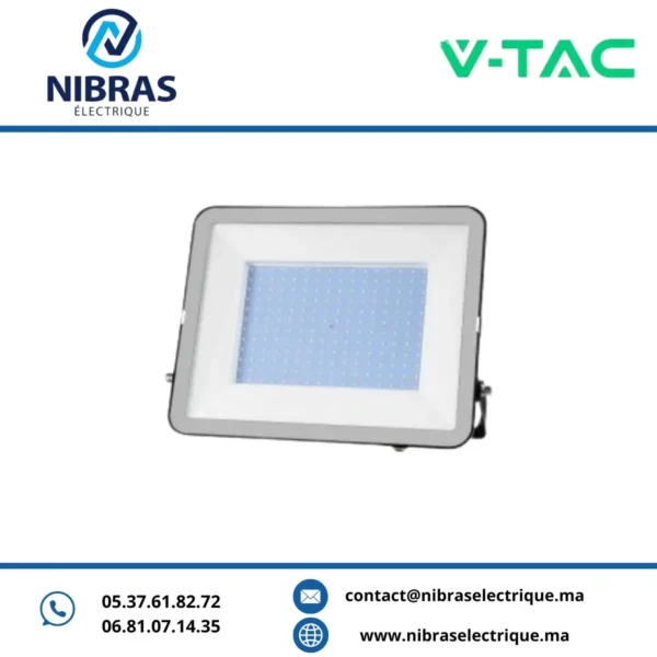 V-TAC PROJECTEUR 150W ULTRA SLIM 6500K NOIR VERRE GRIS (120LM/W)+SAMSUNG CHIP