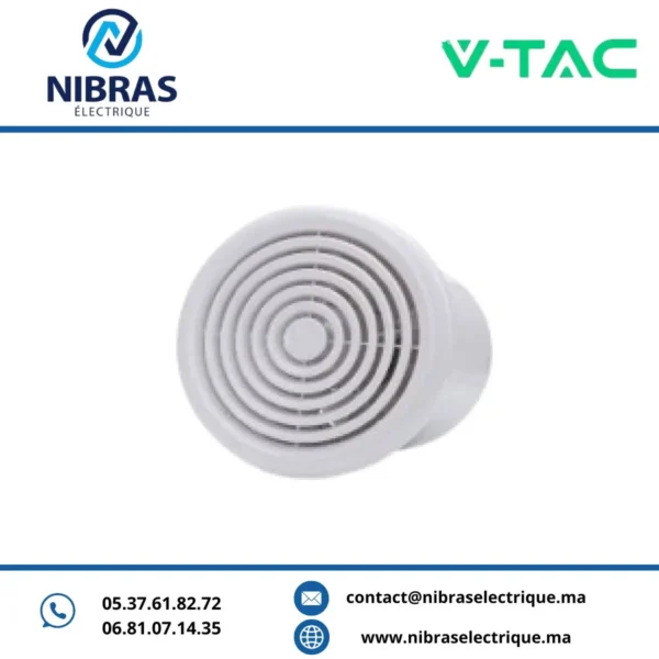 V-TAC EXTRACTEUR SILENCIEUX ROND15W 100M WHITE
