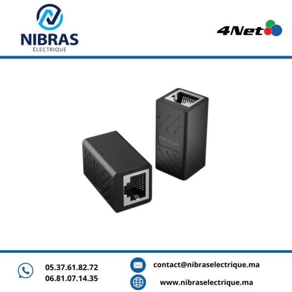 COUPLEUR RÉSEAU RJ45 UTP CAT 6 POUR PANNEAU DE BRASSAGE (COULEUR NOIR)