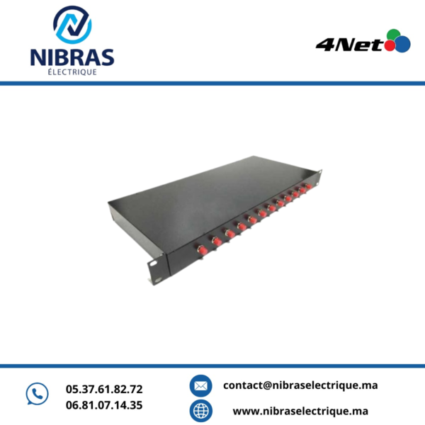 Tiroir optique 19” 1U 12Ports Monomode équipés de coupleur simplex et Pigtails FC/PC