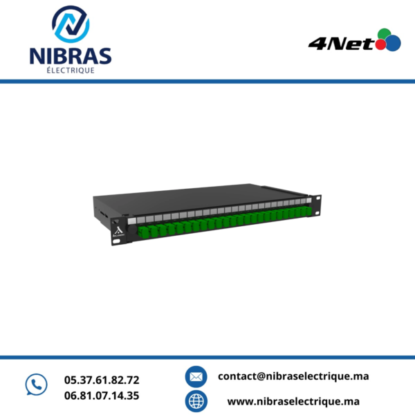 Tiroir optique 19” 1U 24Ports Monomode équipés de coupleur et Pigtails SC/APC