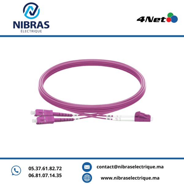 Jarretière optique OM4 Duplex SC/PC-LC/PC 2.8 mm LSZH, longueur 15 m