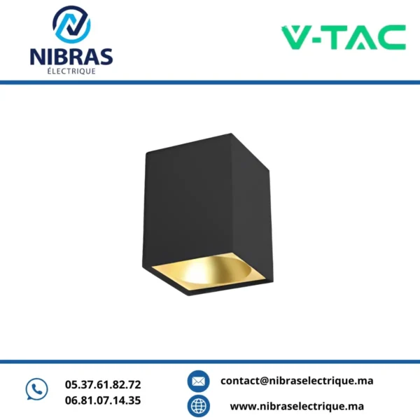 V-TAC SPOT APPARENT GU10 SQ BLACK+GOLD FRAME REFLECTOR