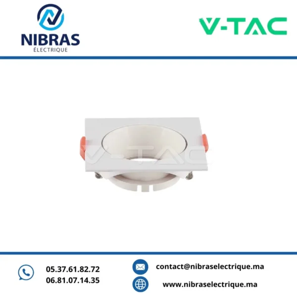 V-TAC SPOT GU10 SQ PVC WHITE-FRAME+WHITE REFLECTOR