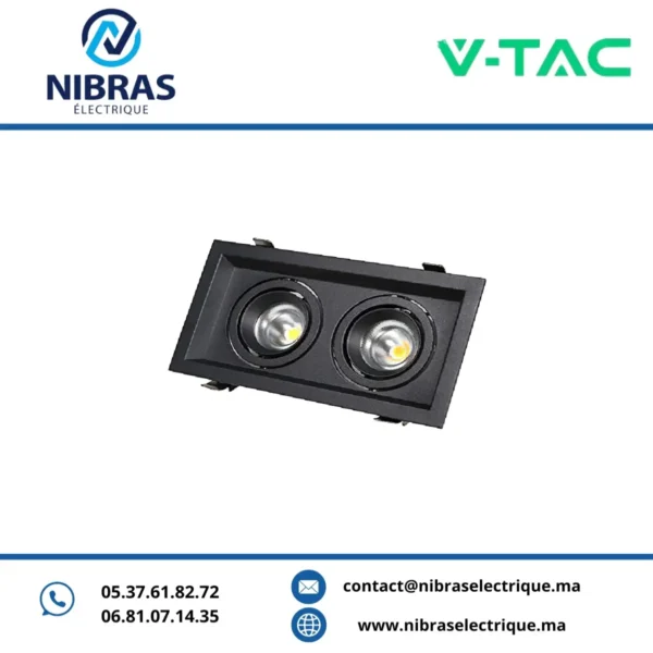 V-TAC SPOT GU10*2 RETRAIT ORIENTABLE SQ BLACK