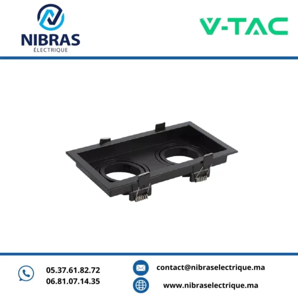 V-TAC SPOT GU10*2 RETRAIT ORIENTABLE SQ BLACK PVC