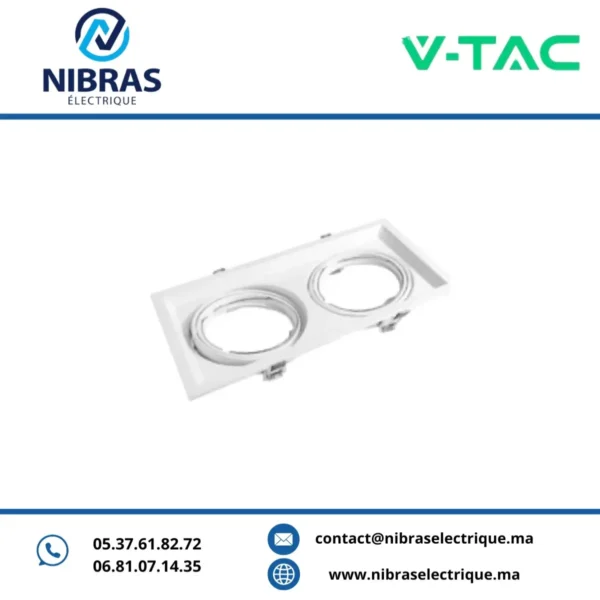 V-TAC SPOT GU10*2 RETRAIT ORIENTABLE SQ WHITE PVC