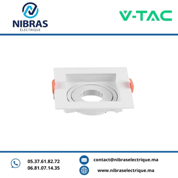 V-TAC SPOT MR11 RETRAIT PVC ORIENTABLE CARRE BLANC
