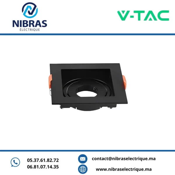 V-TAC SPOT MR11 RETRAIT PVC ORIENTABLE CARRE NOIR