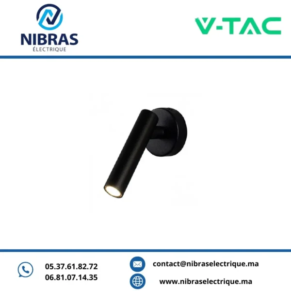 V-TAC SPOT MURALE 2W BLACK 4200K