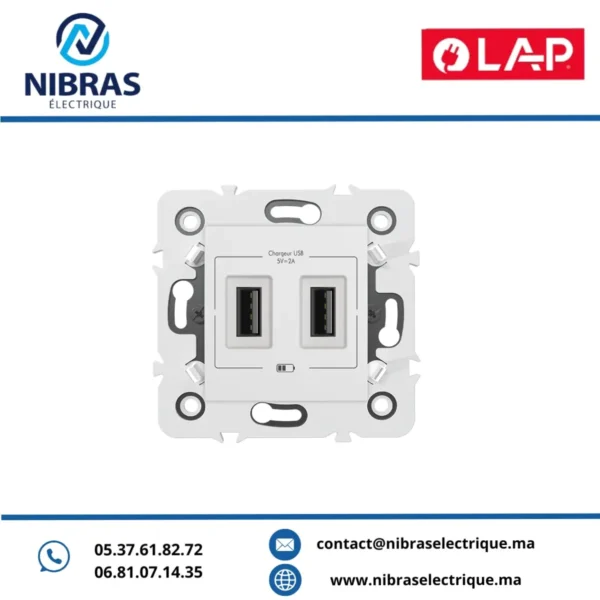 CHARGEUR USB DOUBLE TYPE A Millenium BLANC