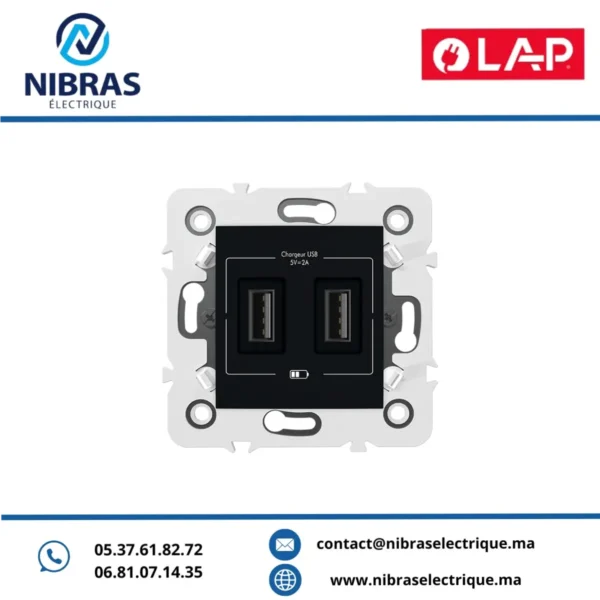 CHARGEUR USB DOUBLE TYPE A NOIR