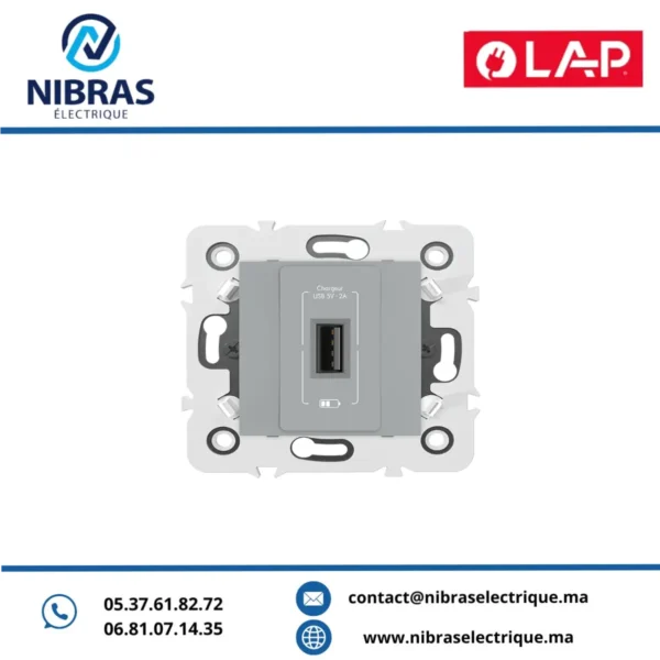 CHARGEUR USB SIMPLE GRIS CLAIR