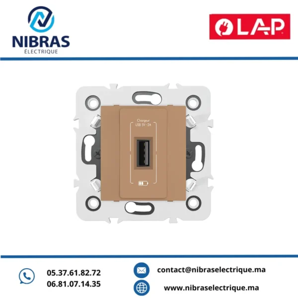 CHARGEUR USB SIMPLE MARRON