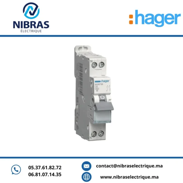 DISJONCTEUR 1P+N 4.5KA COURBE C - 6A HAGER