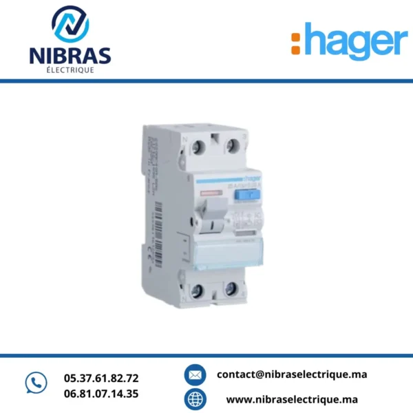 INTERRUPTEUR DIFFÉRENTIEL 2P 25A 30MA TYPE AC HAGER