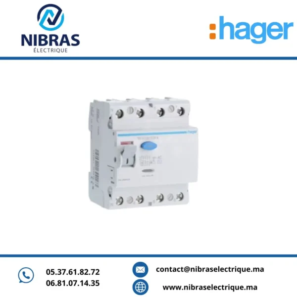 INTERRUPTEUR DIFFÉRENTIEL 4P 40A 30MA TYPE AC HAGER