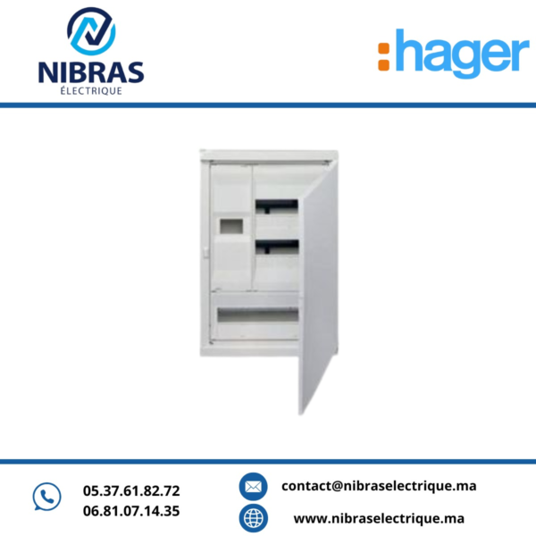 COFFRET A ENCASTRE 3 RANGES + DISJ.42 MODULES OPALE HAGER