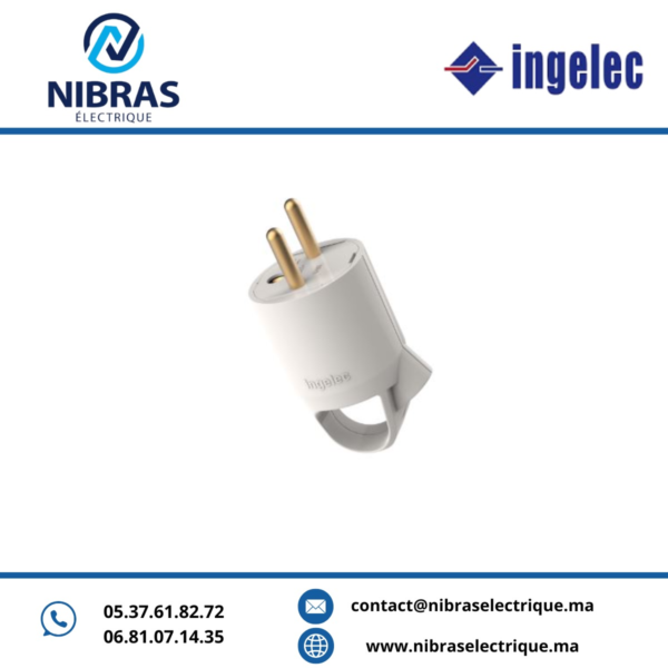 FICHE 2P+T MALE 16A BLANC INGELEC