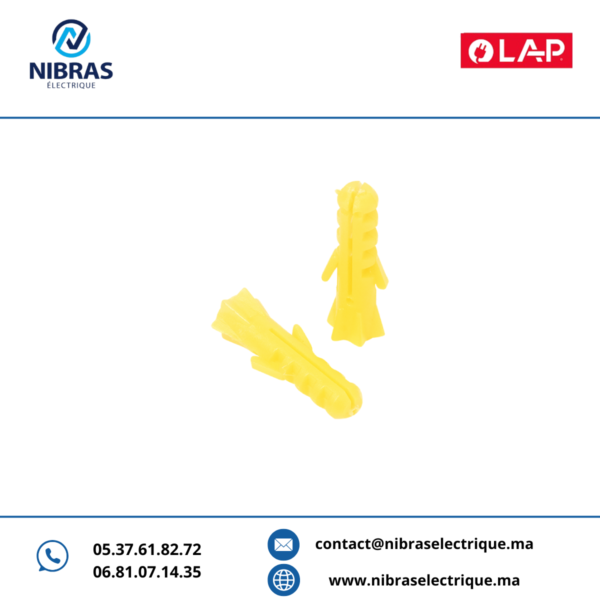 CHEVILLE EN PLASTIQUE 07 JAUNE LAP (Boite de 100 pcs)