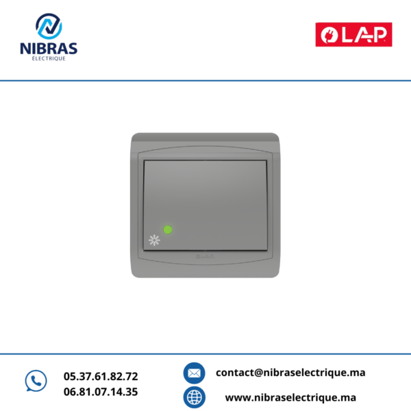 POUSSOIR À BASCULE LUMINEUX LED GALAXY GRIS CLAIR