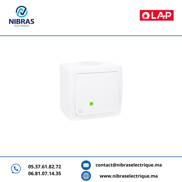 POUSSOIR À BASCULE LUMINEUXLED AQUA(Apparent) BLANC