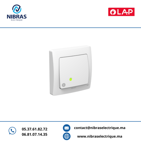 POUSSOIR À BASCULE LUMINEUXLED AQUA(Encastré) BLANC