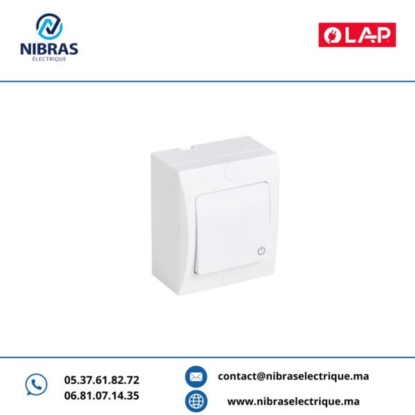 POUSSOIR À BASCULE NON LUMINEUX BLANC