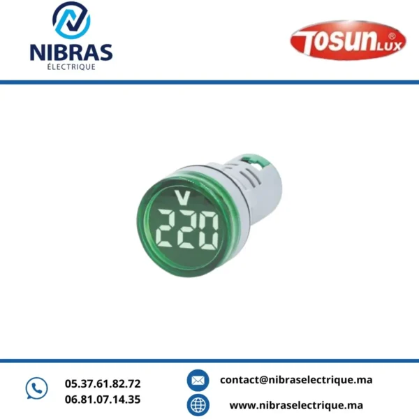 VOYANT LED AD22-RVB VERT-VOLTMETRE GRAND AFFICHAGE AD22-RVB VERT TOSUN