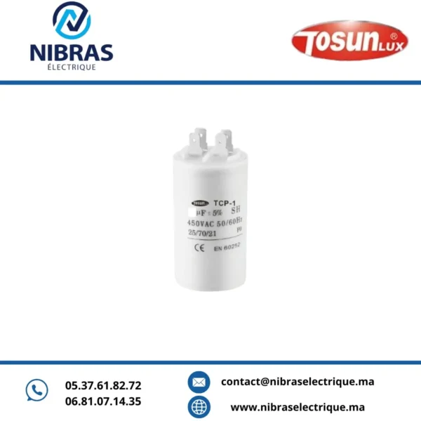 CONDENSATEUR MOTEUR TCP-2 450V VAC 12UF TOSUN