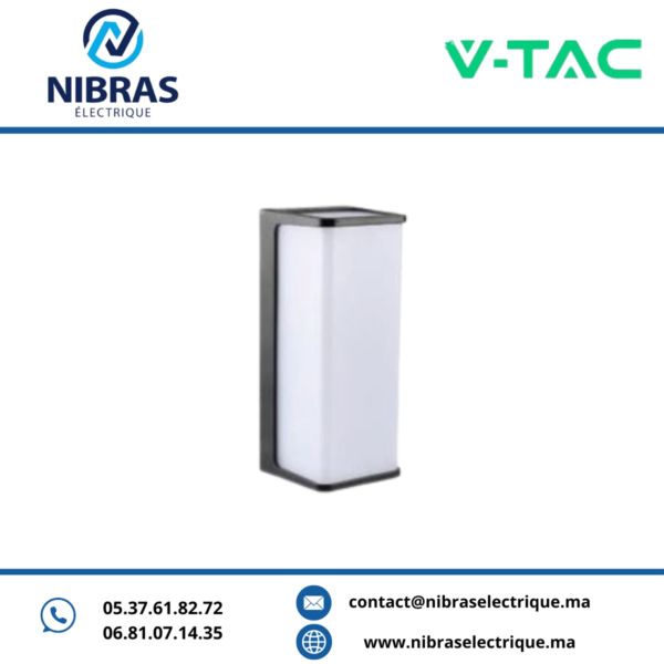 V-TAC APPLIQUE MURALE 10W BLACK SQUARE 3000K