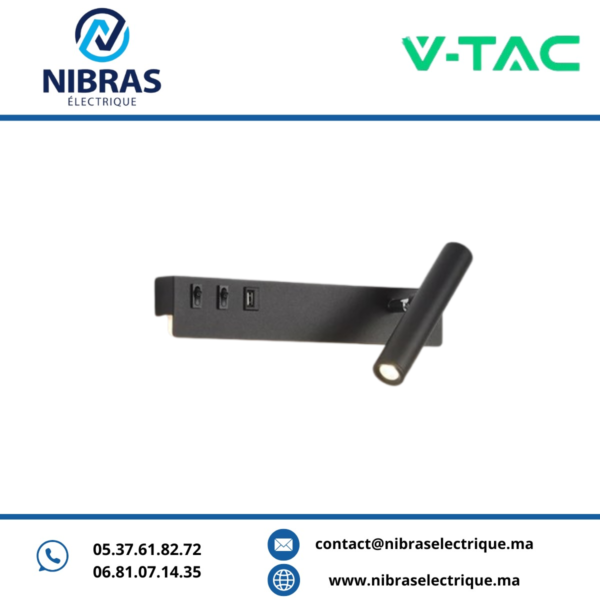 V-TAC APPLIQUE ADJUSTABLE 12W 3000K BLACK