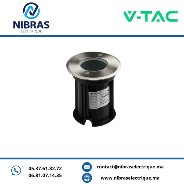 V-TAC SPOT SOL GU10 ROND NOIR IP67